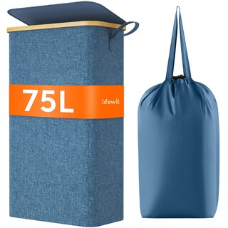 Foto 1 | Foto 1 | Cesto De Ropa Lifewit De 75 Litros Con Tapa Y Bolsa Extraíble  Color Azul Oscuro - Venta Internacional.