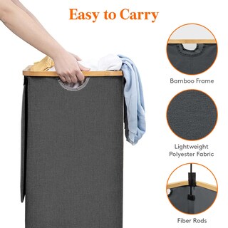 Foto 5 | Foto 5 | Cesta De Lavandería Lifewit De 80 Litros Con Tapa  Asas De Bambú  Color Gris Oscuro - Venta Internacional.