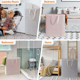 Foto 6 | Foto 6 | Cesto De Ropa Lifewit Grande Plegable Paquete De 2 Unidades 200 L Gris Y Rosa - Venta Internacional.