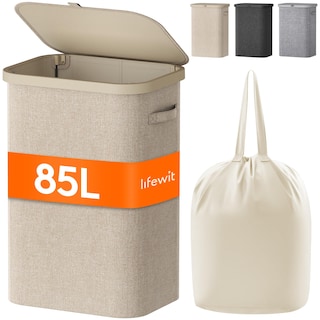 Foto 1 | Foto 1 | Cesto De Ropa Lifewit De 85 Litros Con Tapa Asas De Plástico Color Beige - Venta Internacional.