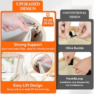 Foto 3 | Foto 3 | Cesto De Ropa Lifewit De 85 Litros Con Tapa Asas De Plástico Color Beige - Venta Internacional.