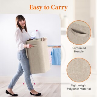 Foto 6 | Foto 6 | Cesto De Ropa Lifewit De 85 Litros Con Tapa  Asas De Plástico  Color Beige - Venta Internacional.