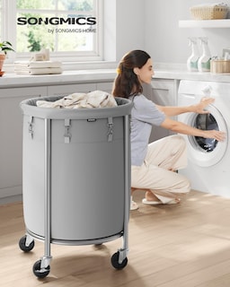 Foto 2 | Foto 2 | Cesta De Ropa Songmics 110l Con Ruedas Gris Y Plata - Venta Internacional.