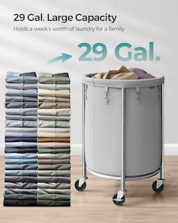 Foto 3 | Foto 3 | Cesta De Ropa Songmics 110l Con Ruedas Gris Y Plata - Venta Internacional.