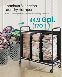 Foto 3 | Foto 3 | Clasificador De Ropa Songmics De 3 Secciones Con Ruedas Tinta Negra - Venta Internacional.