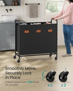 Foto 4 | Foto 4 | Clasificador De Ropa Songmics De 3 Secciones Con Ruedas Tinta Negra - Venta Internacional.