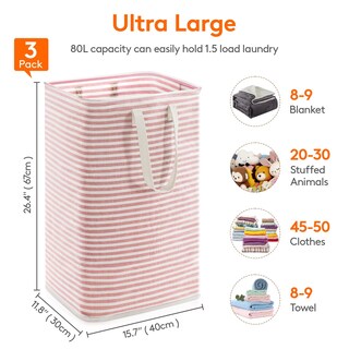 Foto 3 | Foto 3 | Cesto De Ropa Lifewit Grande Plegable Paquete De 3 Unidades 80 L Rosa - Venta Internacional.