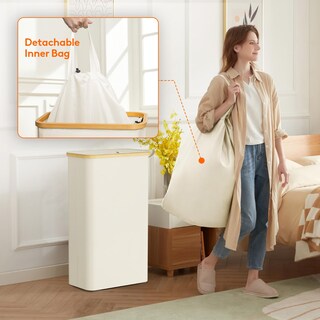Foto 4 | Foto 4 | Cesto De Ropa Lifewit Slim De 75 Litros Con Tapa Y Bolsa Extraíble Color Blanco - Venta Internacional.