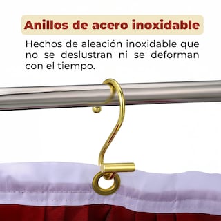 Foto 3 | Foto 3 | Set de 12 Ganchos de Acero Inoxidable para Cortinas se Baño Forma T Doradas
