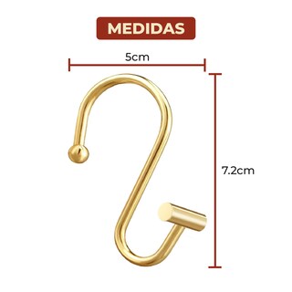 Foto 5 | Foto 5 | Set de 12 Ganchos de Acero Inoxidable para Cortinas se Baño Forma T Doradas