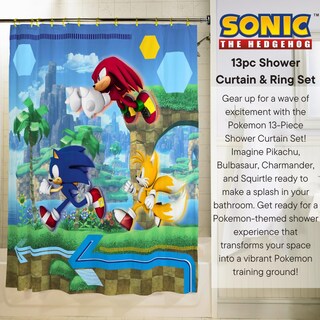 Foto 2 | Foto 2 | Juego De Cortinas De Baño Franco Sonic Anime De 13 Piezas Con Anillos - Venta Internacional.