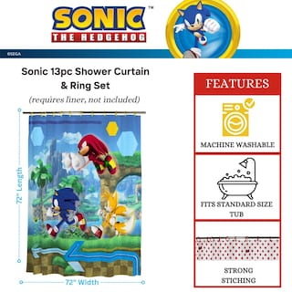 Foto 3 | Foto 3 | Juego De Cortinas De Baño Franco Sonic Anime De 13 Piezas Con Anillos - Venta Internacional.