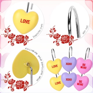 Foto 3 | Foto 3 | Ganchos Para Cortinas De Ducha Con Forma De Corazón Para El Día De San Valentín - Venta Internacional.
