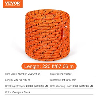 Foto 7 | Foto 7 | Cuerda De Poliéster Vevor De 3/4 Pulgadas X 220 Pies, 24 Hilos, 20 000 Libras - Venta Internacional.