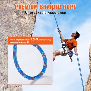 Foto 3 | Foto 3 | Cuerda De Escalada Vevor, 10,2 Mm, Dinámica, 50 M, Con Mosquetones De Acero B - Venta Internacional.