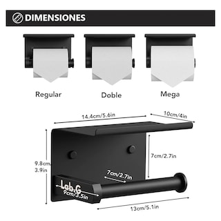 Foto 4 | Foto 4 | Porta Rollo Papel Sanitario Baño Higienico Con Base Lab.g Negro