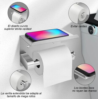 Foto 2 | Foto 2 | Xtellar Portarrollo Inoxidable Con Estante Y Ganchos Diseño Elegante Alta Calidad Y Multifuncional