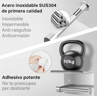 Foto 3 | Foto 3 | Xtellar Portarrollo Inoxidable Con Estante Y Ganchos Diseño Elegante Alta Calidad Y Multifuncional