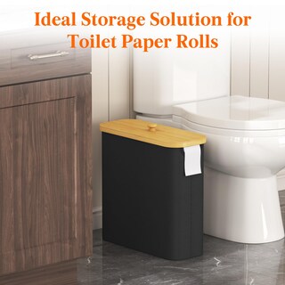 Foto 2 | Foto 2 | Cesta De Almacenamiento De Papel Higiénico Lifewit De 30 Litros Con Tapa De Bambú Color Negro - Venta Internacional.