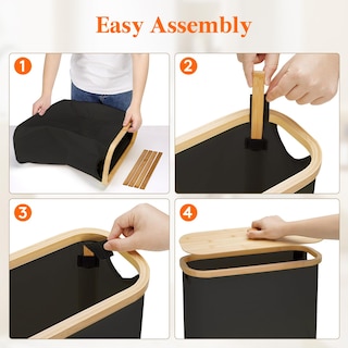 Foto 5 | Foto 5 | Cesta De Almacenamiento De Papel Higiénico Lifewit De 30 Litros Con Tapa De Bambú Color Negro - Venta Internacional.
