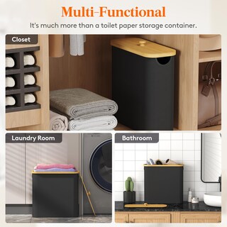 Foto 7 | Foto 7 | Cesta De Almacenamiento De Papel Higiénico Lifewit De 30 Litros Con Tapa De Bambú Color Negro - Venta Internacional.