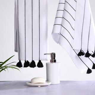 Foto 1 | Foto 1 | Toallas De Mano Folkulture Hamilton En Blanco Y Negro, 100% Algodón - Venta Internacional.