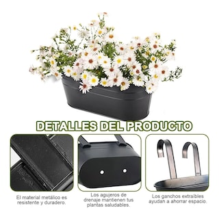Foto 3 | Foto 3 | Maceta Colgante De Metal Para Jardín Y Hogar, 5 Piezas Eo Safe Imports Esi-19463 Negro