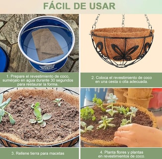 Foto 3 | Foto 3 | Juego De 2 Macetas Xtellar Colgantes De Coco Y Hierro Antioxidante Para Decoración Interior Y Exterior