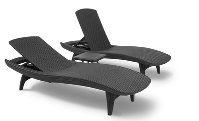 Foto 1 | Foto 1 | Juego De Jardín Con 2 Camastros Modelo Pacific Y Una Mesa Textura Ratan Gris Grafito