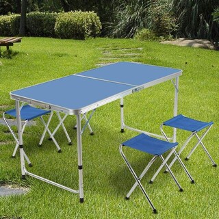 Foto 2 | Foto 2 | Mesa Plegable Portátil Con Sillas Para Picnic Acampar Color Azul