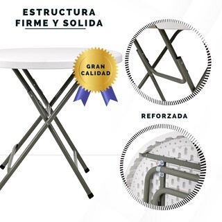 Foto 3 | Foto 3 | Mesa Tablon Redondo Plegable Exterior Jardín 80 cm