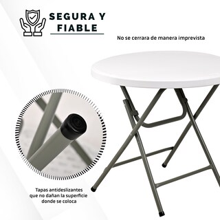 Foto 5 | Foto 5 | Mesa Tablon Redondo Plegable Exterior Jardín 80 cm