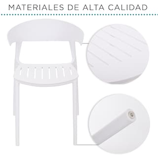 Foto 5 | Foto 5 | Set 4 Sillas Comedor Apilables Plástico Interior Exterior Blanco Eke