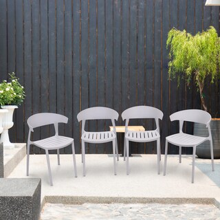 Foto 7 | Foto 7 | Set 4 Sillas Comedor Apilables Plástico Interior Exterior Gris Eke