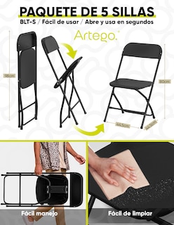 Foto 2 | Foto 2 | Silla Plegable Plástico Hdpe Ligera Folding Chair Silla Jardín Eventos Fiestas Reuniones Para Exterior Paquete De 5 Sillas