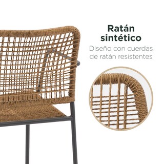 Foto 4 | Foto 4 | Set De Jardín Top Living 4 Sillas De Ratán Sintético + Mesa Cuadrada