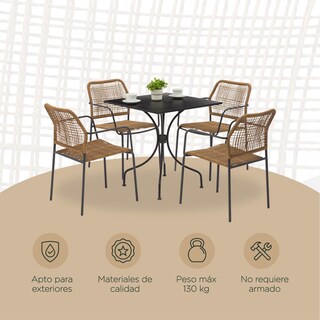 Foto 5 | Foto 5 | Set De Jardín Top Living 4 Sillas De Ratán Sintético + Mesa Cuadrada