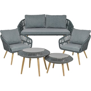 Foto 1 | Foto 1 | Sala Exterior Jardimex para Terraza de Rattan 5 Piezas Doble Mesa Gris