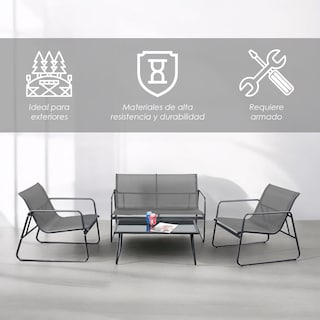 Foto 3 | Foto 3 | Juego de Sala Iliosinnova para Jardín 4 Piezas Gris para Exterior