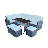 Sala para Jardín Esquinera Iliosinnova Mesa de Centro de Cristal Templado Sofás de Mimbre Sintético 6 Piezas