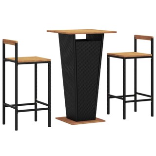 Foto 1 | Foto 1 | Set De Bar Para Patio Vidaxl 3 Piezas Madera De Poliratán Negro Madera De Acacia - Venta Internacional.