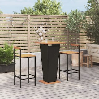 Foto 2 | Foto 2 | Set De Bar Para Patio Vidaxl 3 Piezas Madera De Poliratán Negro Madera De Acacia - Venta Internacional.