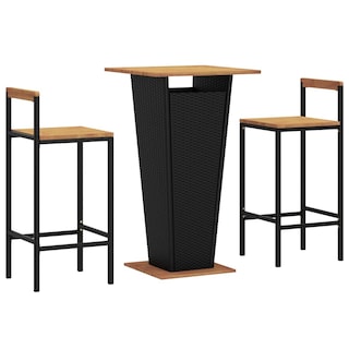Foto 3 | Foto 3 | Set De Bar Para Patio Vidaxl 3 Piezas Madera De Poliratán Negro Madera De Acacia - Venta Internacional.