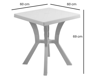 Foto 2 | Foto 2 | Mesa Mediana De Plástico Duro Polycar Modelo Palermo  Color Blanca Cuadrada