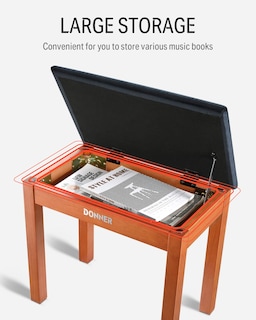 Foto 2 | Foto 2 | Banco Para Piano Donner Con Almacenamiento Y Teclado De Madera Maciza Con Cojín - Venta Internacional.