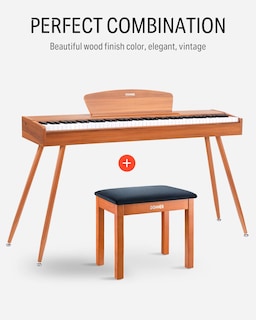 Foto 6 | Foto 6 | Banco Para Piano Donner Con Almacenamiento Y Teclado De Madera Maciza Con Cojín - Venta Internacional.