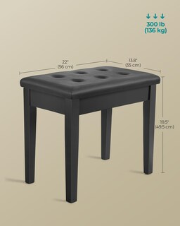 Foto 5 | Foto 5 | Banco De Piano Songmics, Cojín Acolchado Con Almacenamiento Negro Ulpb55h - Venta Internacional.