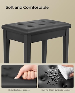 Foto 6 | Foto 6 | Banco De Piano Songmics, Cojín Acolchado Con Almacenamiento Negro Ulpb55h - Venta Internacional.