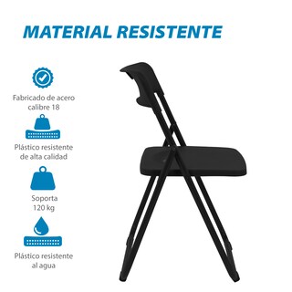 Foto 3 | Foto 3 | Silla Plegable Onof Viviana con Patas Antiderrapante Multifuncional Color Negro