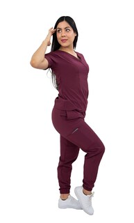 Foto 3 | Foto 3 | Pijama Quirúrgica Jogger Gretel Vino para Mujer